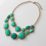 Mint Turquoise Geo Fragment Double Row Statement Necklace